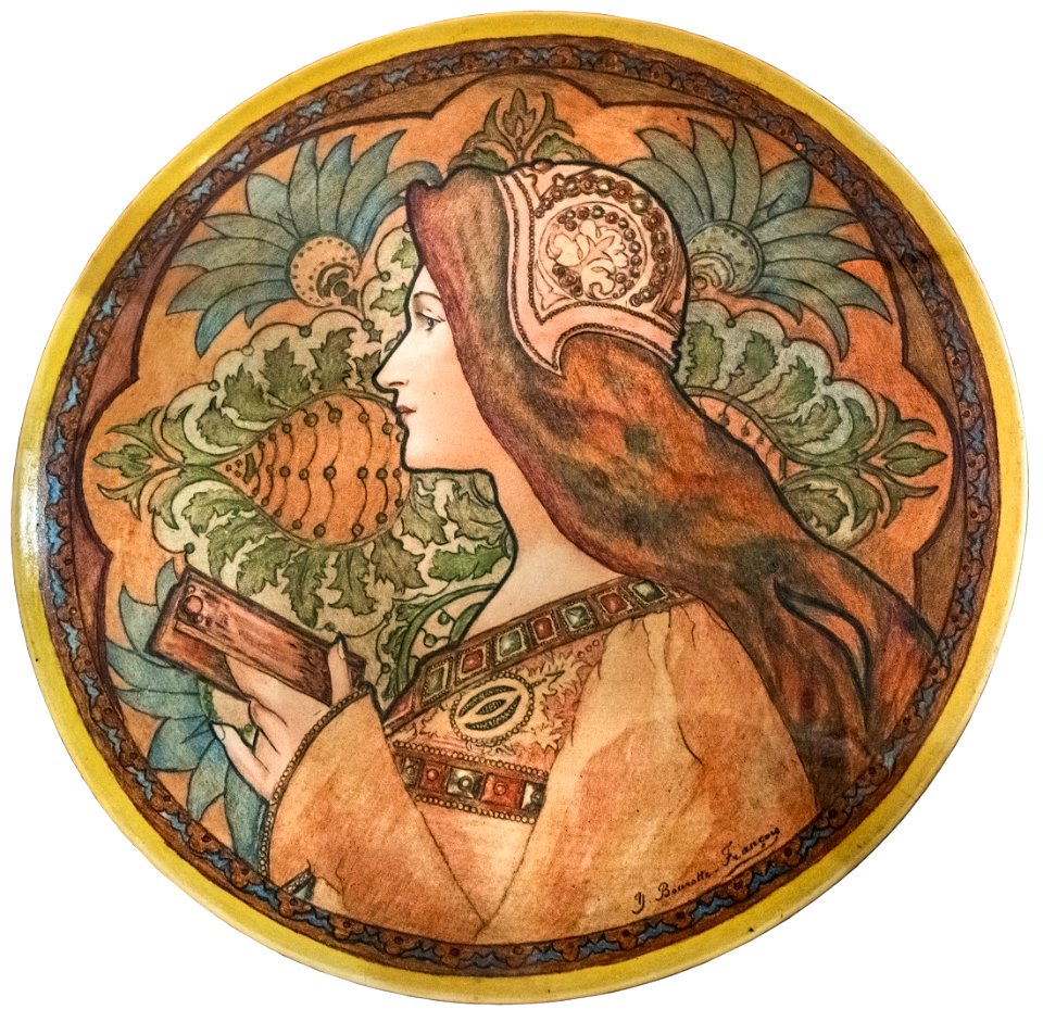 81 - Méditation - Peinture sur porcelaine - Jane Atché (dessin) Bourotte-françois (peinture) - Musée du Pays rabastinois