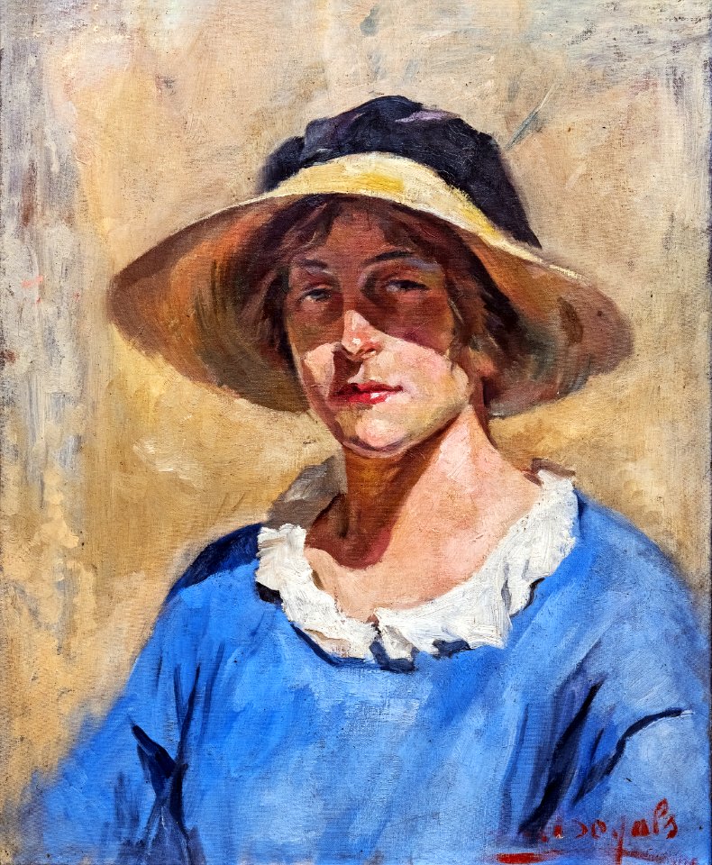 81 - Autoportrait au chapeau de paille - Luce Boyals - Musée du Pays rabastinois inv.2004.1.29