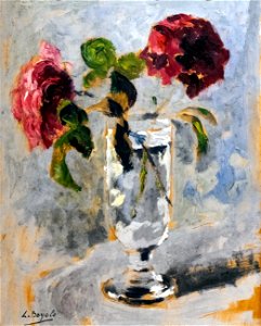 81 - Verre aux roses - Luce Boyals - Huile sur carton - Musée du Pays rabastinois inv.2014.1.13