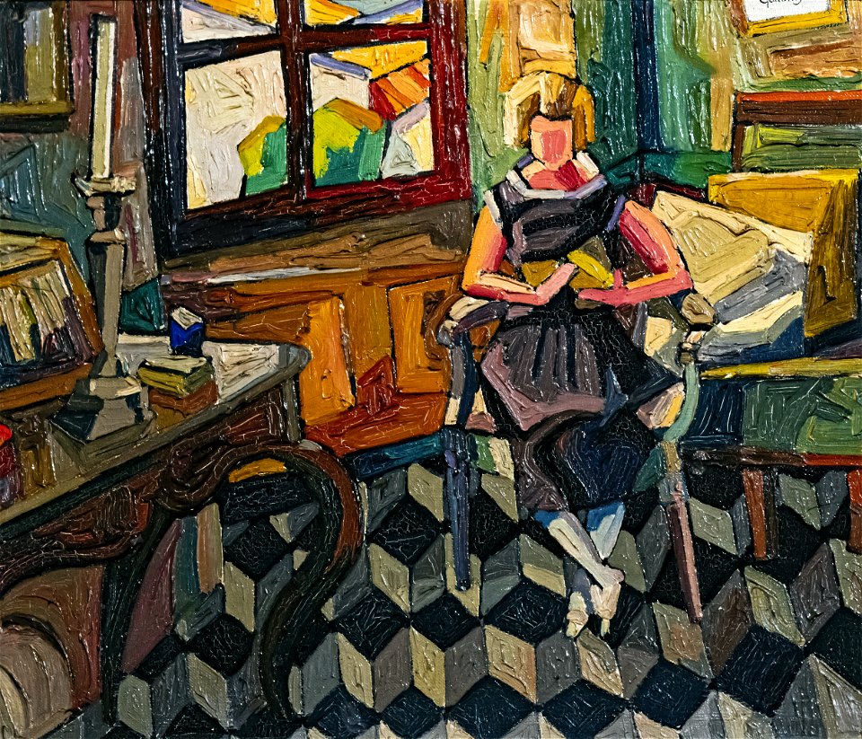 81 - Luce lisant à Rabastens - Georges Gaudion vers 1924 Huile sur toile - Musée du Pays rabastinois inv.2004.27.2