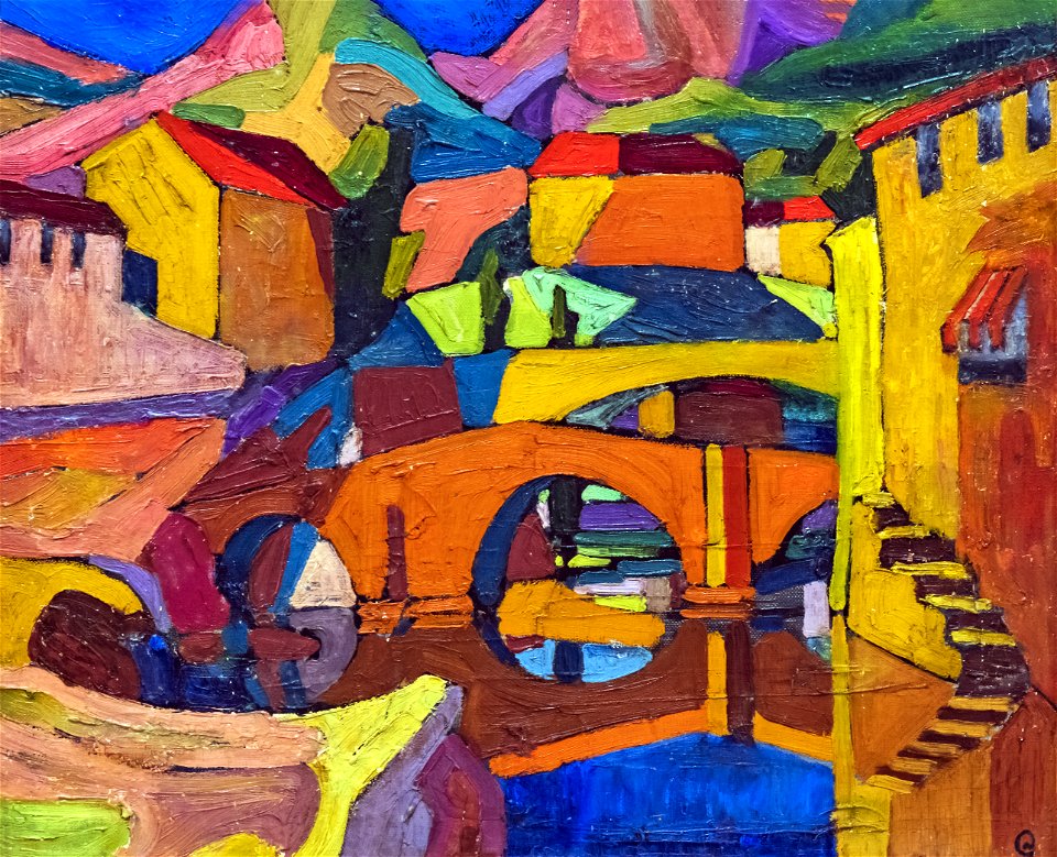 81 - Village cubiste 1910 - Georges Gaudions - Huile sur carton - Musée du Pays rabastinois - inv.D.2006.4.1