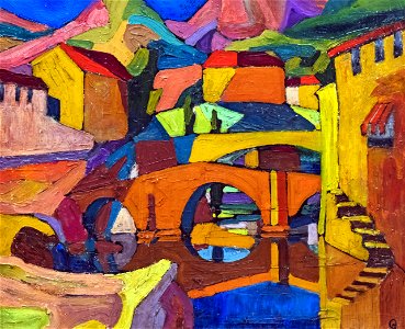 81 - Village cubiste 1910 - Georges Gaudions - Huile sur carton - Musée du Pays rabastinois - inv.D.2006.4.1