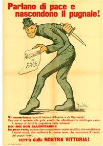 9 Sammlung Eybl Borilli Parlano di pace e nascondono il pugnale! (Sie reden über Frieden und verheimlichen den Dolch!). 1918. 100 x 70 cm. (Slg.Nr. 2437)