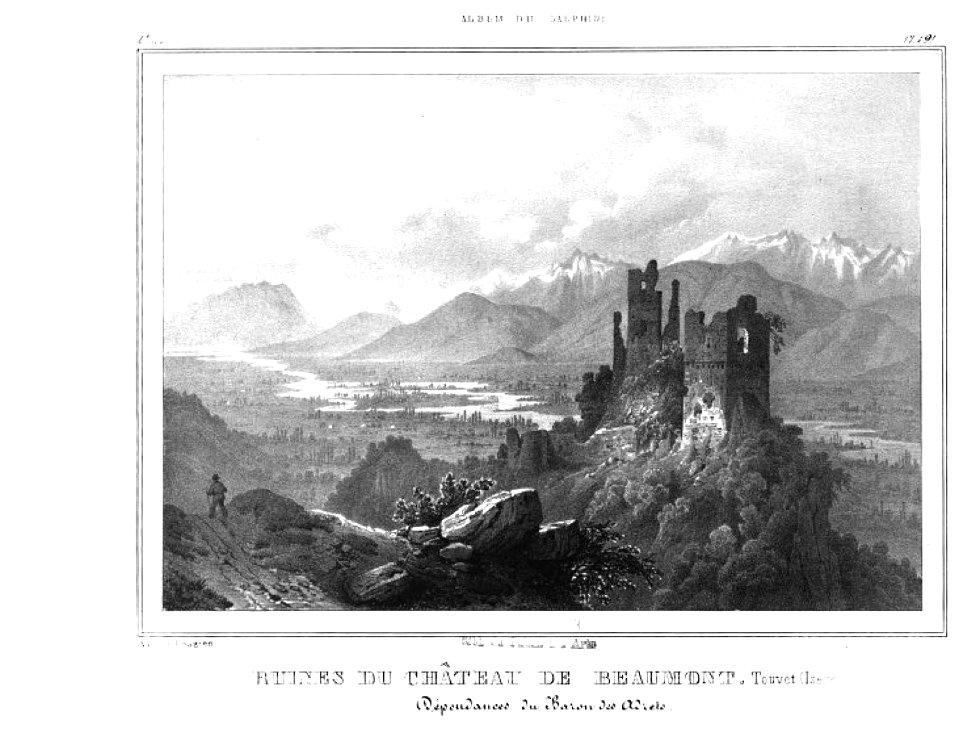 941 album dauphiné, ruines du chateau de Beaumont, Touvet (Isère), dependances du Baron des Adrets, by VC