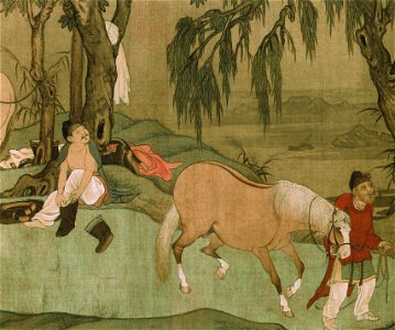 9 Zhao Mengfu. Bathing Horses. 28.1 x 155.5 cm Detail of the scroll. Palace Museum, Beijing