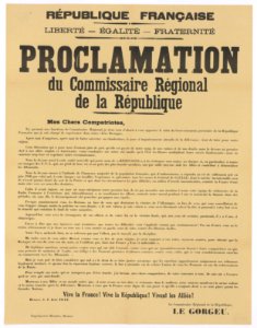 9Fi4 Proclamation du commissaire régional de la République Le Gorgeu Bretagne