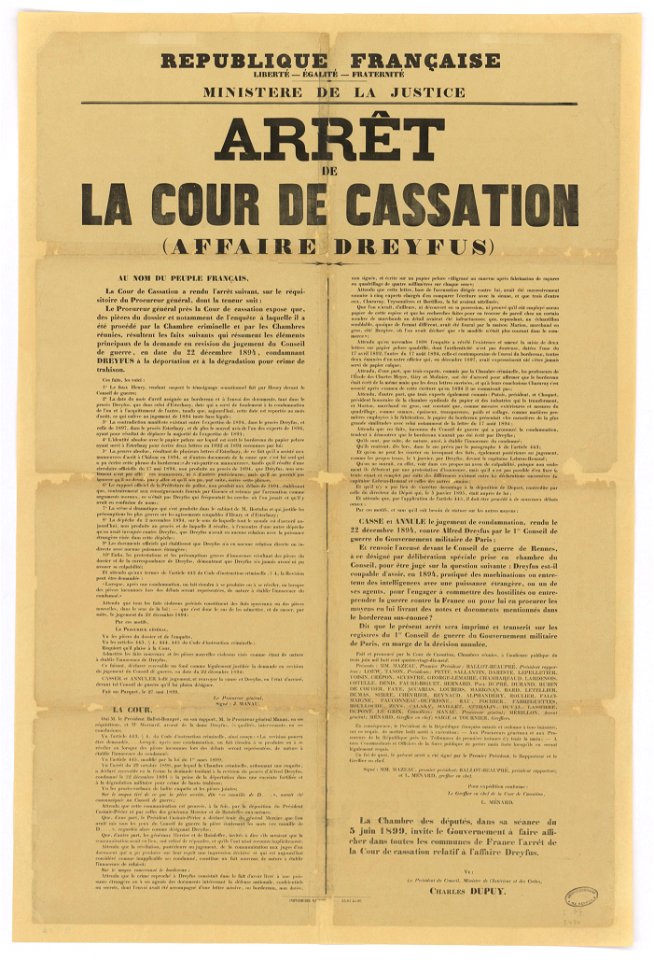 9Fi51 Arrêt de la cour de cassation dans l'affaire Dreyfus