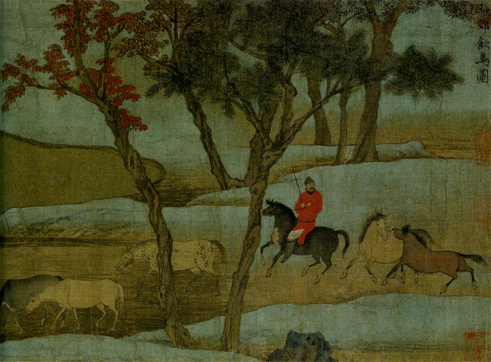9b Zhao Mengfu. Horse Herding in Autumn Countryside 1312 23,6х59см, Section. Palace Museum, Beijing1