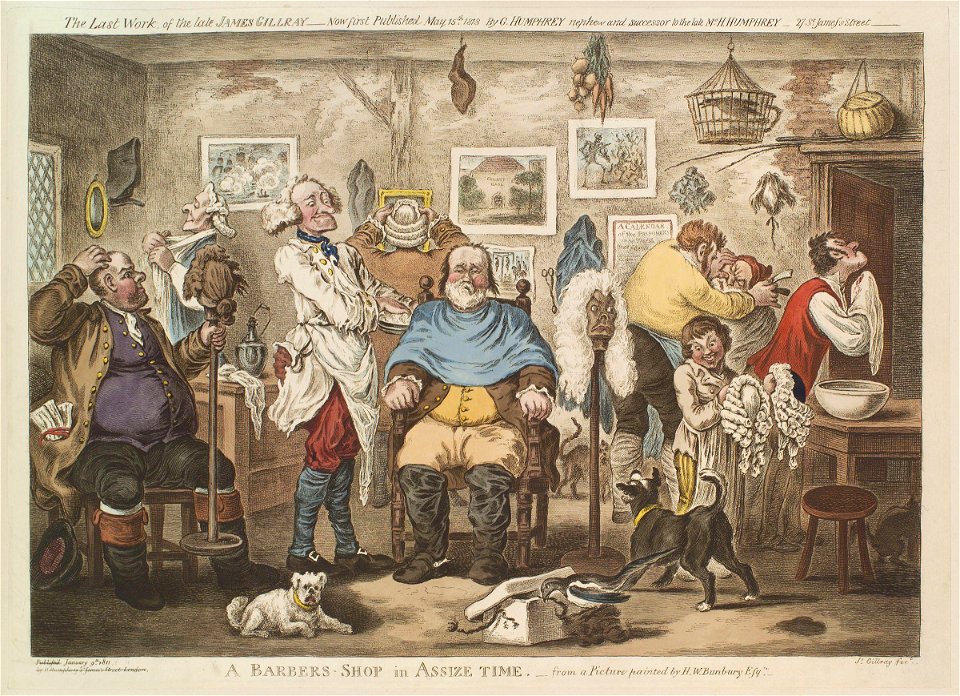 A barbers shop in assize time by Henry William Bunbury