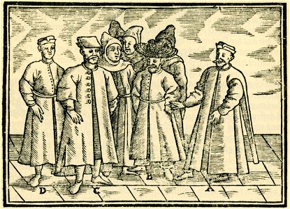 A Adam von Schliben B Wolffgang Bachelbel C Salomon Schweigger D Her Bernhard von Herberstein und vier Italienische Fran - Schweigger Salomon - 1608