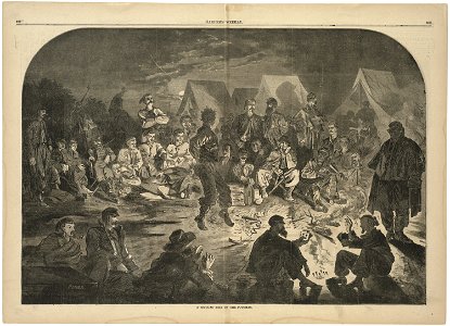 A bivouac fire on the Potomac (Boston Public Library)
