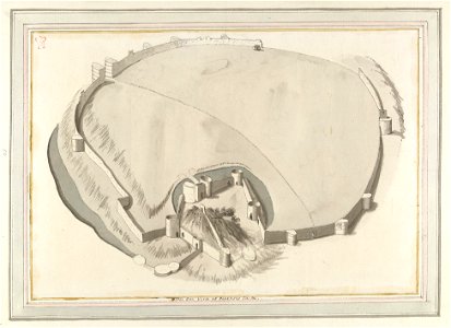 A Bird's Eye View of Pevensey Castle by Samuel Hieronymus Grimm 1773