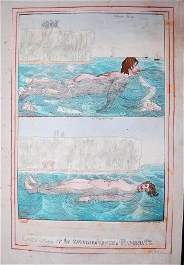 A Back-side and Front view of a modern fine lady vide Bunbury or the Swimming Venus of Ramsgate (BM 1935,0522.7.58-59)