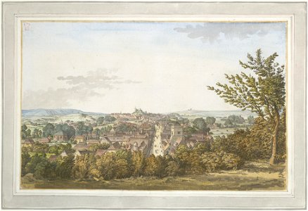 A Bird's Eye View of Lewes by Samuel Hieronymus Grimm 1785. Free illustration for personal and commercial use.