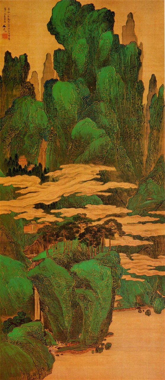 A bluegreen landscape by Tani Buncho