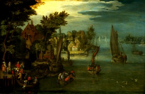 A Busy River Scene with Dutch Vessels and a Ferry RMG BHC0711