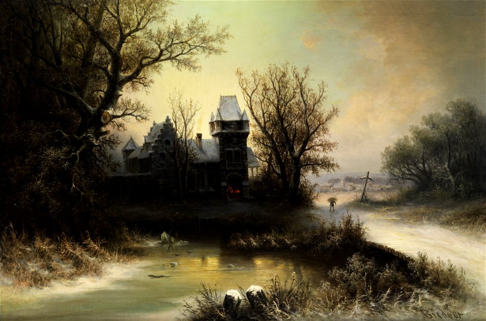 A Bredow Romantische Winterlandschaft mit gotischem Schloss