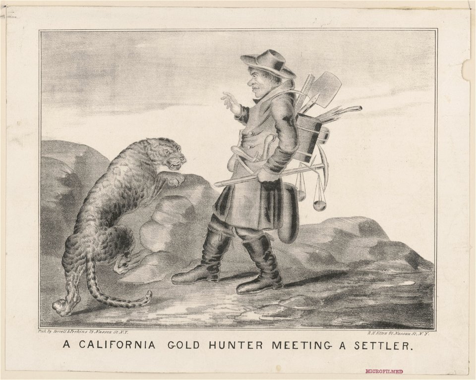 A California gold hunter meeting a settler LCCN2003674381