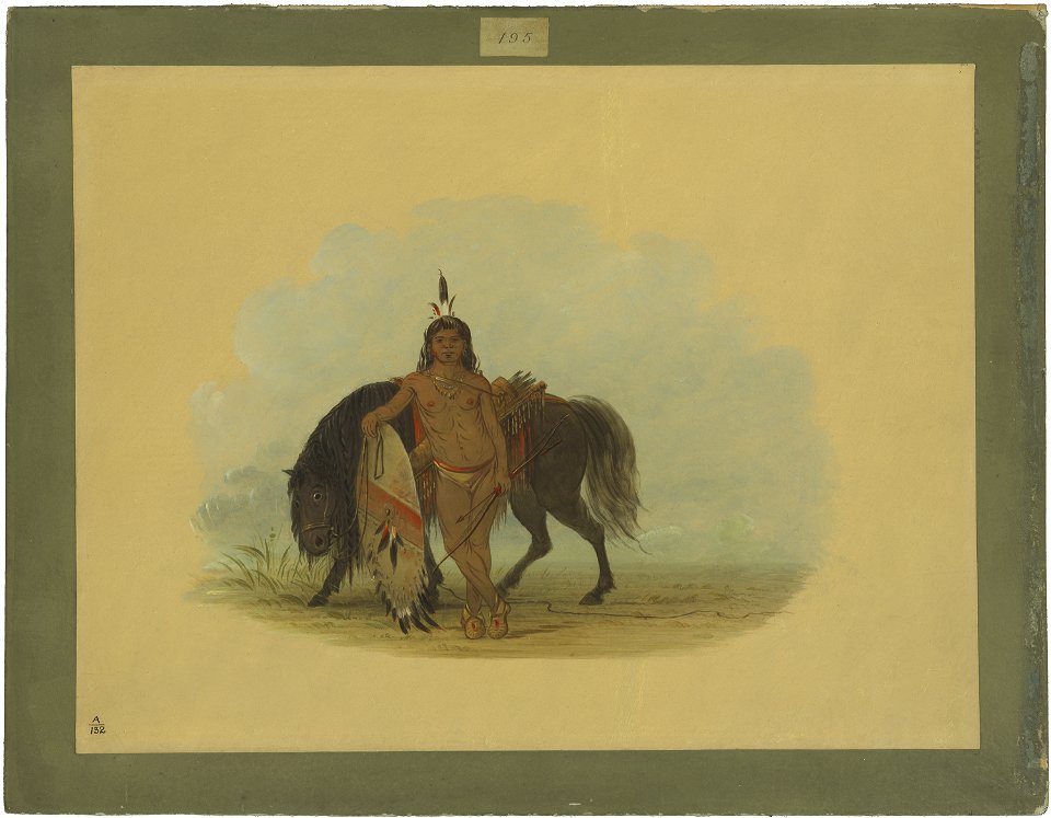A Cheyenne Warrior Resting His Horse C15588