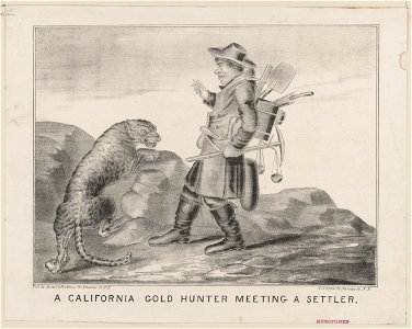 A California gold hunter meeting a settler LCCN2003674381