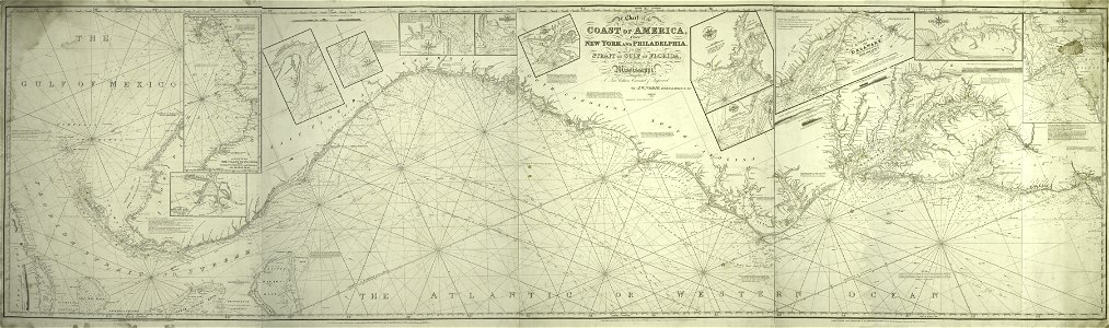 A chart of the coast of America - from New York and Philadelphia to the Strait or Gulf of Florida, and from thence to the Mississippi - a new edition corrected and improved by J.W. Norie, NYPL434117