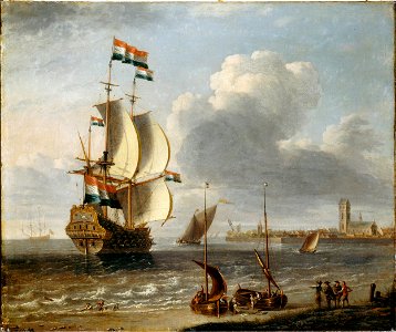 A Castro, Lorenzo - A Dutch East-Indiaman off Hoorn - Google Art Project. Free illustration for personal and commercial use.