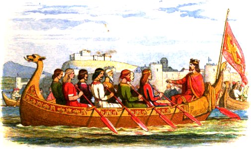A Chronicle of England - Page 069 - The Barge of Edgar Manned by Eight Kings on the Dee