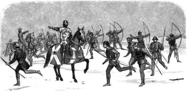 A Chronicle of England - Page 407 - Stratagem of Lord Fauconbridge at Towton (bw)