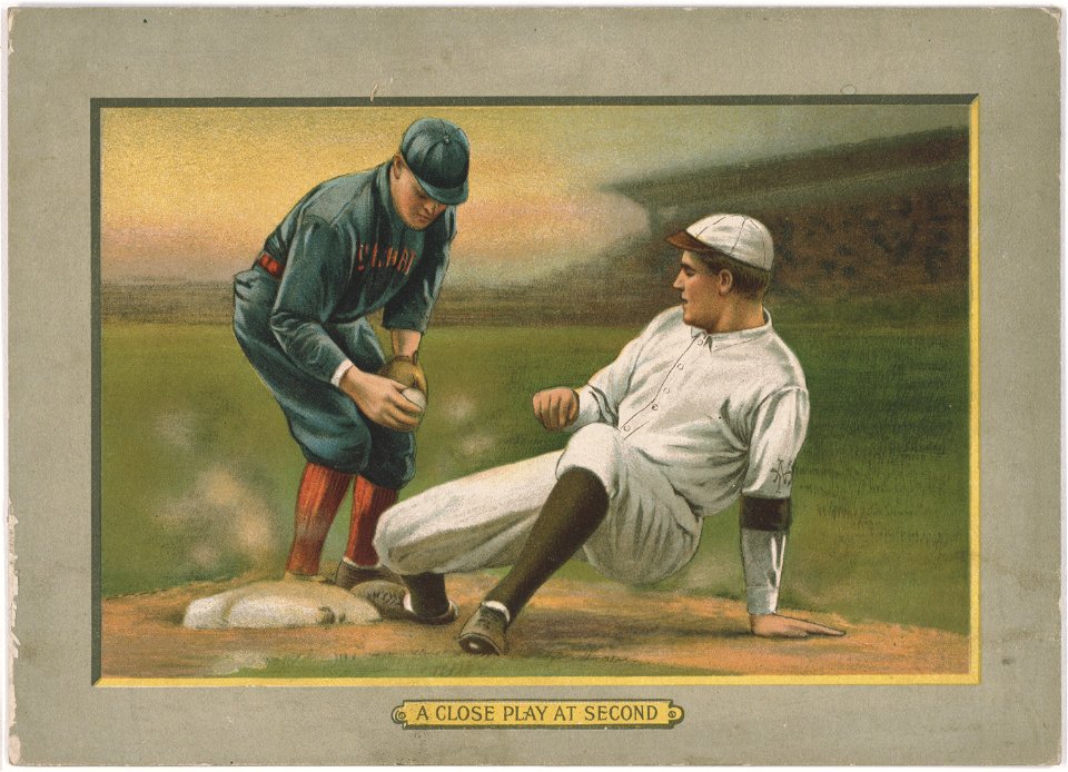 A close play at second, baseball card portrait LCCN2007685709
