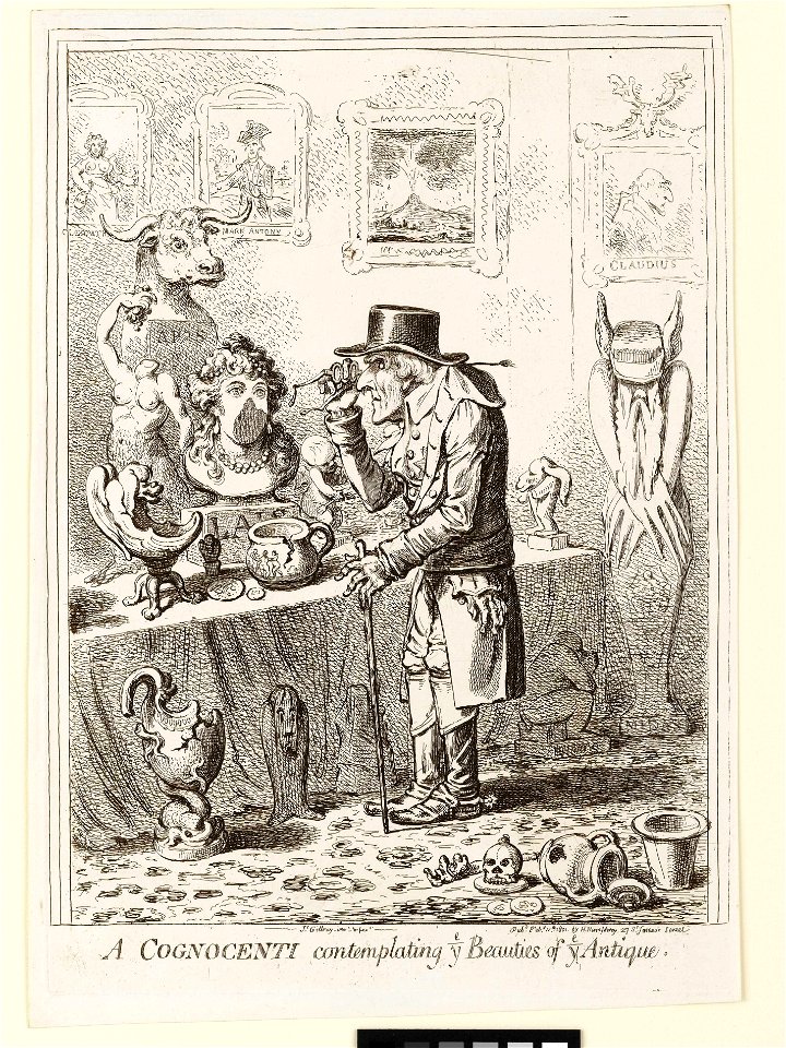 A Cognocenti contemplating ye Beauties of ye Antique (caricature) RMG PW3876