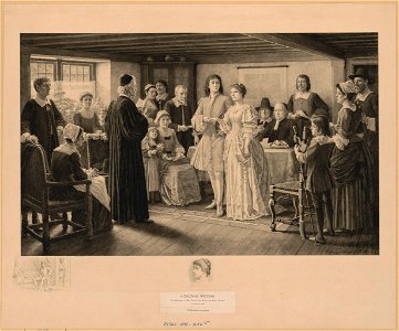 A colonial wedding, the marriage of Dr. Francis Le Baron and Mary Wilder, Plymouth, 1695 - Frederick Dielman R.A. LCCN2003665168