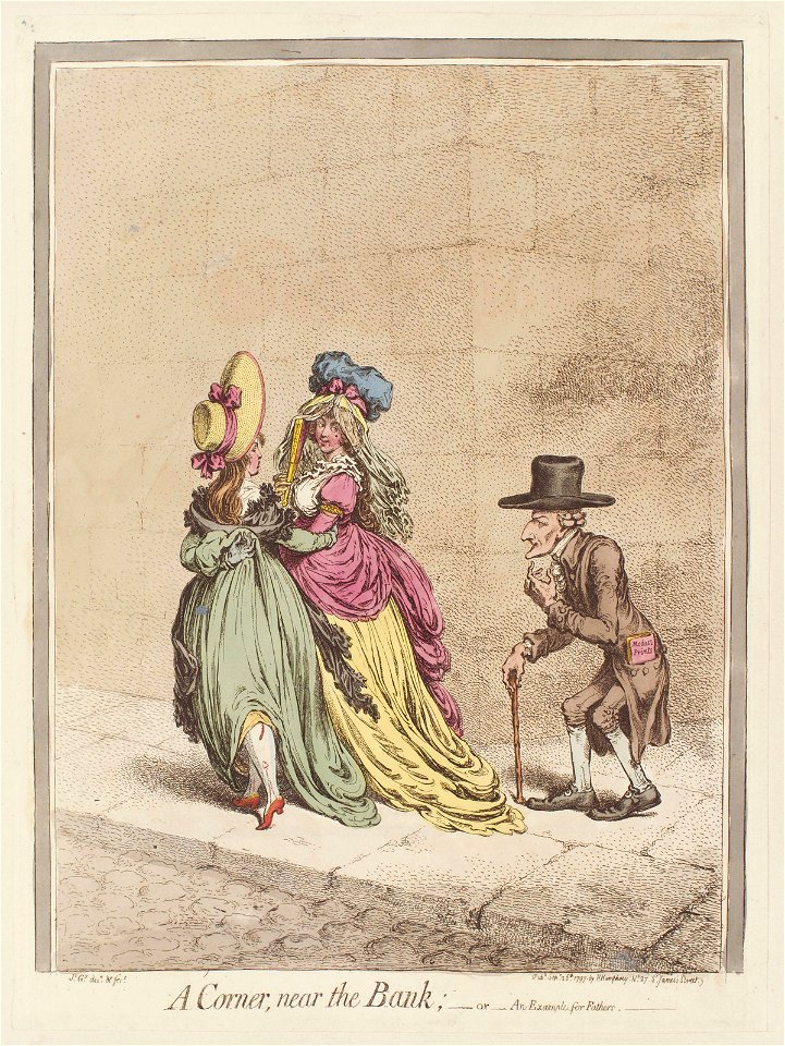 A corner, near the bank; - or an example for fathers by James Gillray