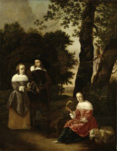 A Couple and a Shepherdess in a Landscape (Hendrick van der Burch) - Nationalmuseum - 17389