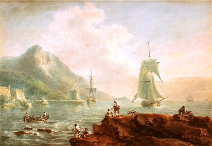 A cutter and a man of war off Corsica, 1788 RMG PW5922