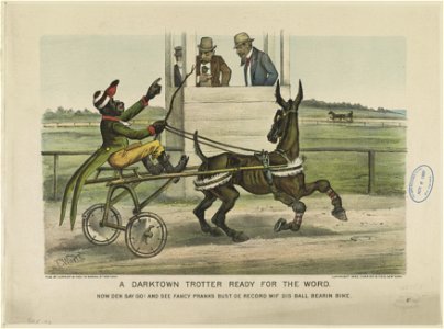 A darktown trotter ready for the word- Now den say go! and see fancy pranks bust de record wif dis ball bearin bike LCCN91790664