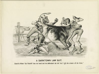 A darktown law suit-part first- Cheerful Milker-De plaintiff has de head and de defendant de tail but i git de cream all de time LCCN91724652