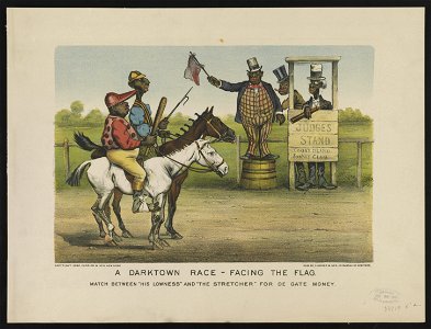 A darktown race - facing the flag. Match between his lowness and the stretcher for de gate money LCCN91724676