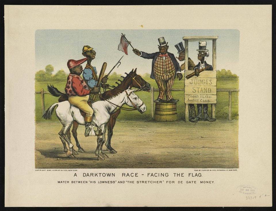 A darktown race - facing the flag. Match between his lowness and the stretcher for de gate money LCCN91724676