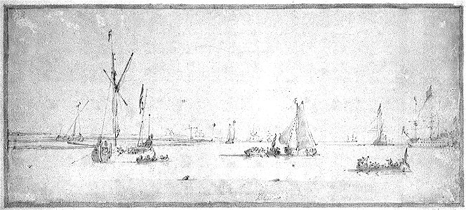 A dogger at anchor with shipping in Dutch waters RMG PW6798