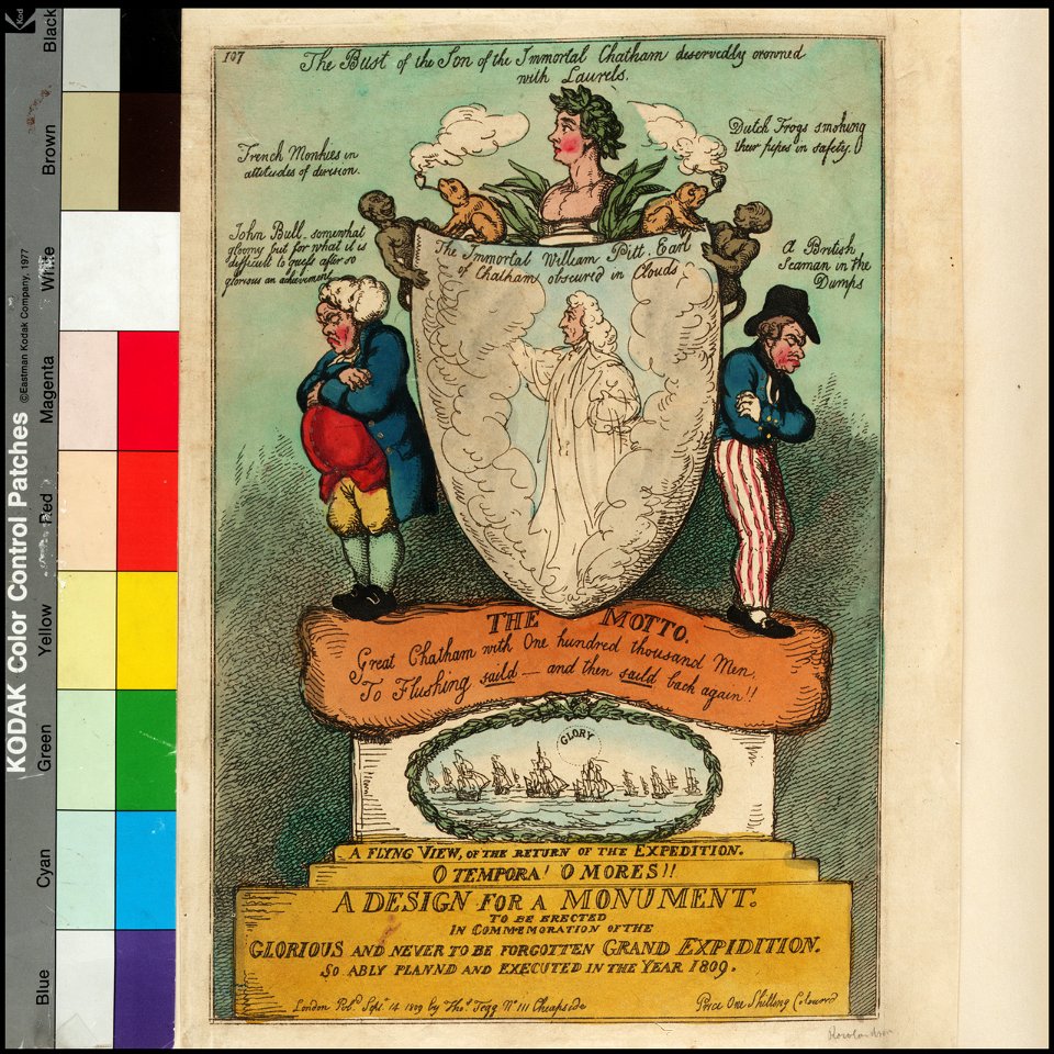 A Design for a Monument To be erected in commemoration of the - Grand Expidition - 1809 (caricature) (Flushing) RMG PX8604