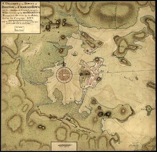 A draught of the towns of Boston and Charles Town and the circumjacent country shewing the works thrown up by His Majesty's troops, and also those by the rebels, during the campaign- 1775. LOC gm71000916