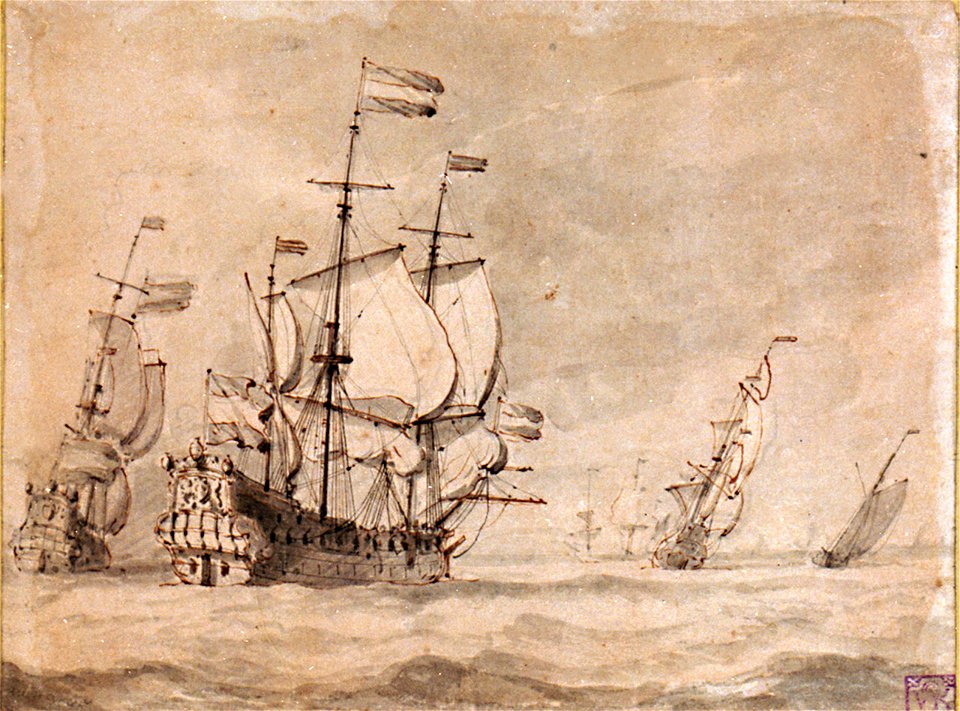 A Dutch flagship under easy sail with a quartering breeze RMG PW6670