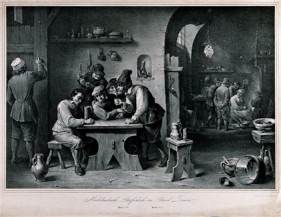 A Dutch country tavern with a drinker being given encouragem Wellcome V0019595