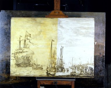 A Dutch flagship, thought to be the Eendracht at anchor close in RMG L0217-002