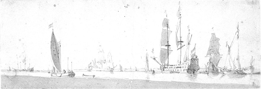 A Dutch ship with several vessels in light airs off the coast RMG PW6790