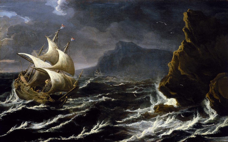 A Dutch Ship Running onto a Rocky Coast RMG BHC0796