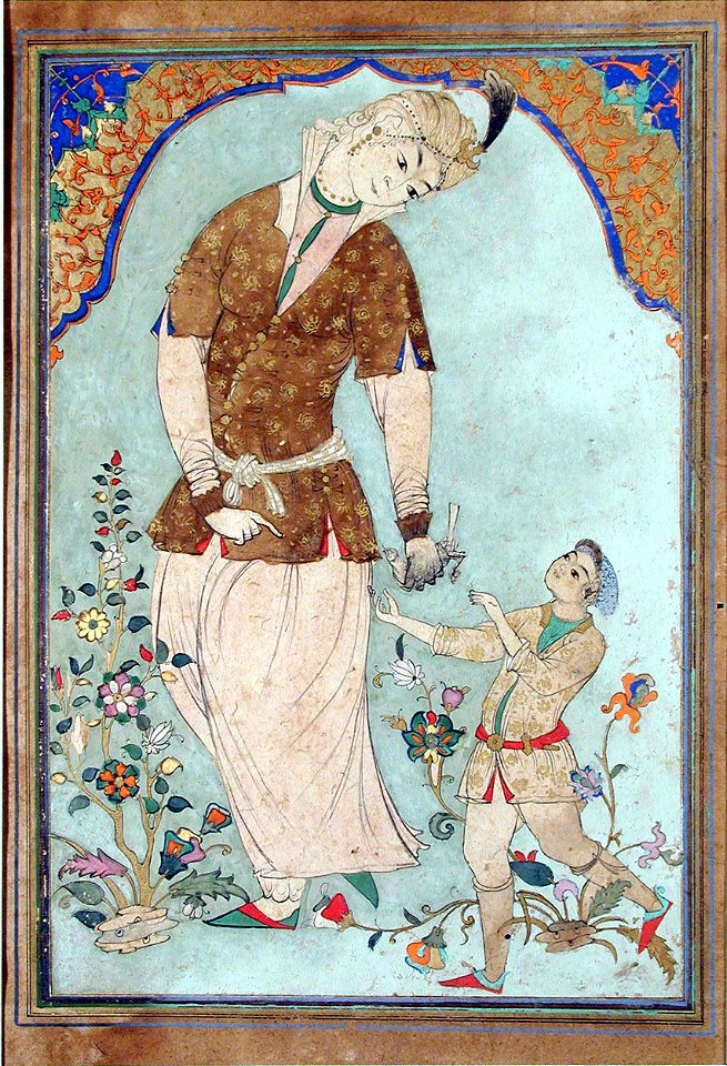 A Falconer Accepts Her Prey from a Page (6124542669)