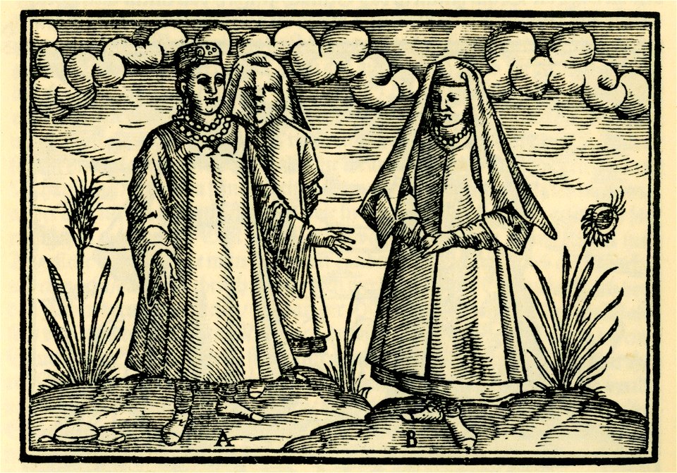 A Ein Griechin daheim in ihrem Haus und ein Griechische Jungfrau mit bedecktem Angesicht B Ein Griechichi auff der Gasse - Schweigger Salomon - 1608