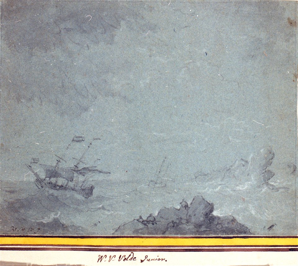 A Dutch ship trying to claw off a rocky shore RMG PW6989