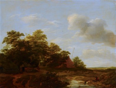 A farmstead by the dunes, by Jan Vermeer van Haarlem. Free illustration for personal and commercial use.